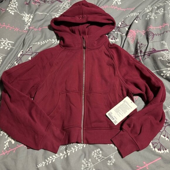 lululemon athletica Tops - NWT Lululemon Scuba Oversized full zip cropped hooded Deep Luxe